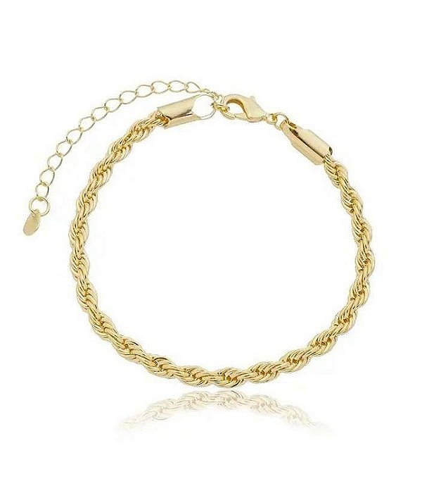 Pulseira Dourada Cordão Baiano 4mm Banhada a Ouro 18k