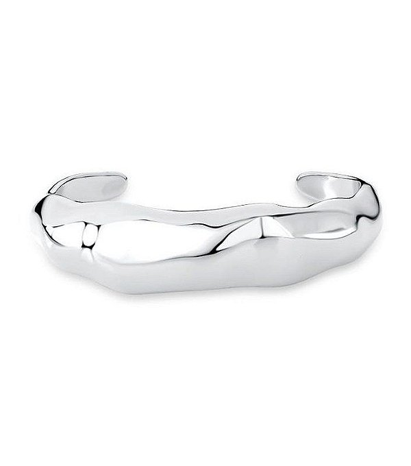 Bracelete Martelado Banhado a Ródio Branco