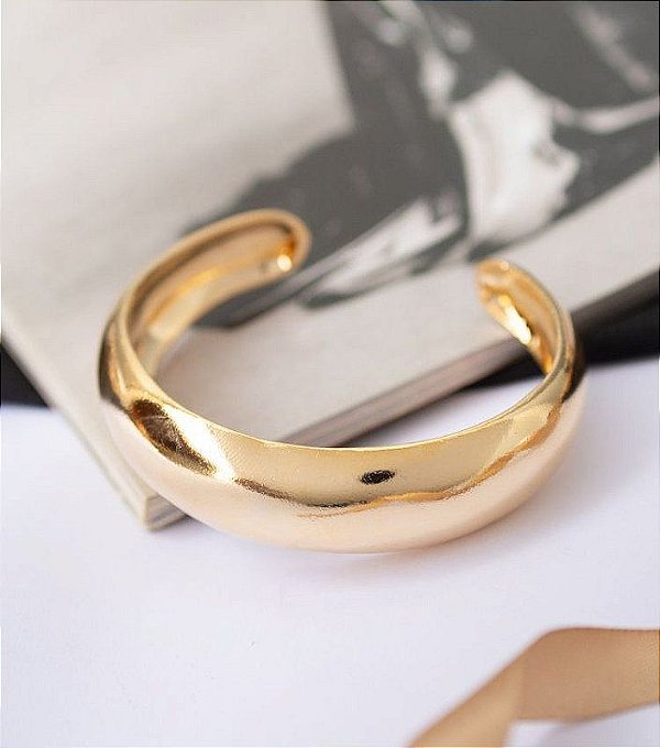 Bracelete Feminino Tubo Liso Banhado a Ouro 18k