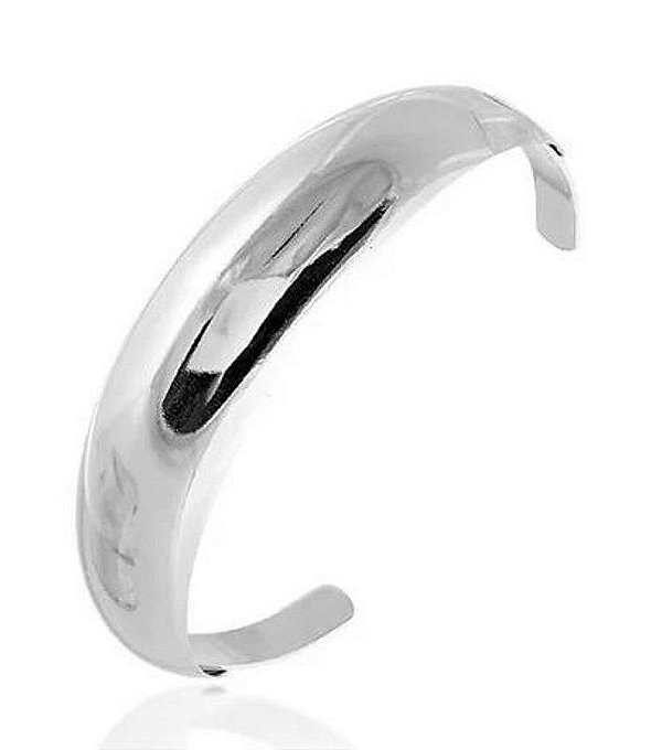 Bracelete Feminino Tubo Liso Banhado a Ródio Branco