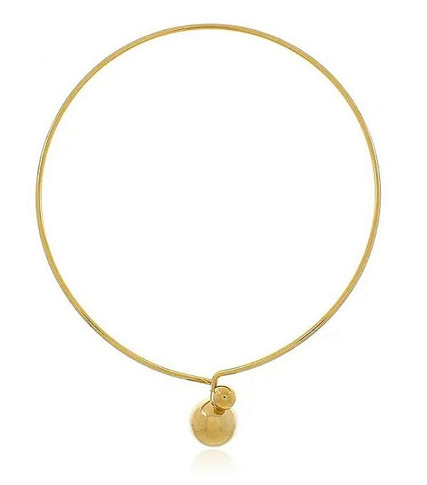 Choker Dourada Aro Esfera Banhada em Ouro 18k