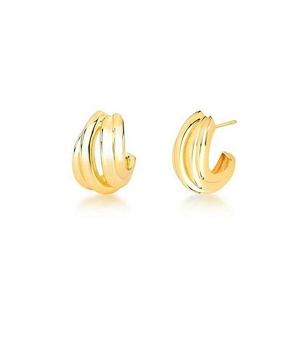 Brinco Argola Voltas Banho Ouro 18k