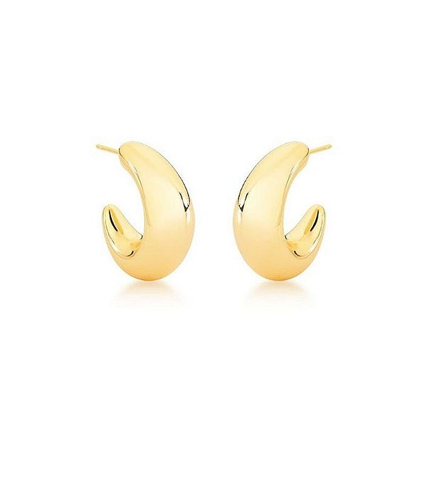 Brinco Argola Abaulada P Banhada a Ouro 18k