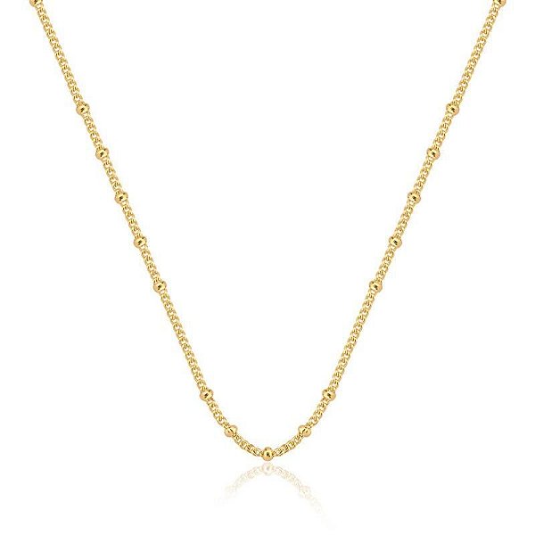 Colar Longo Bolinhas Banho Ouro 18k