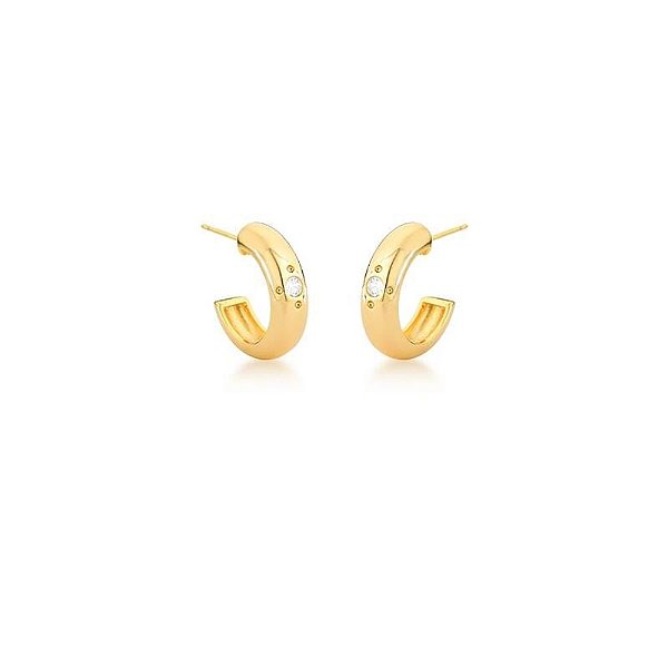 Brinco Argola Cristais Banho Ouro18k
