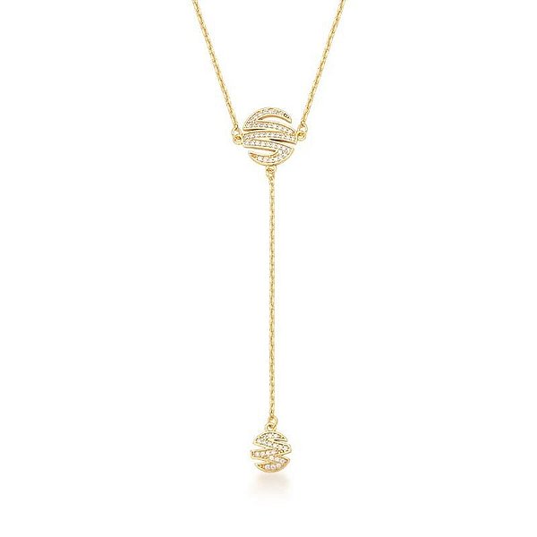 Colar Gravata Cravejado Banho Ouro 18k