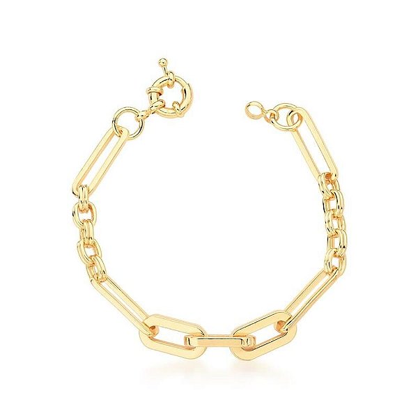 Pulseira Elos Retangular Banhada Ouro 18k