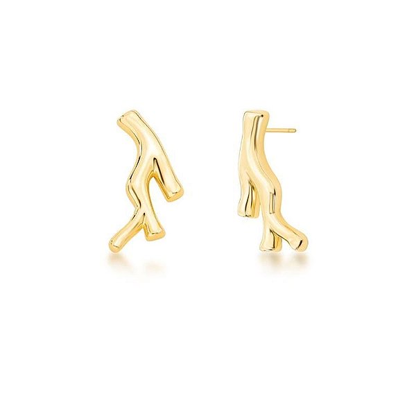 Brinco Curvo Liso Banho Ouro18k