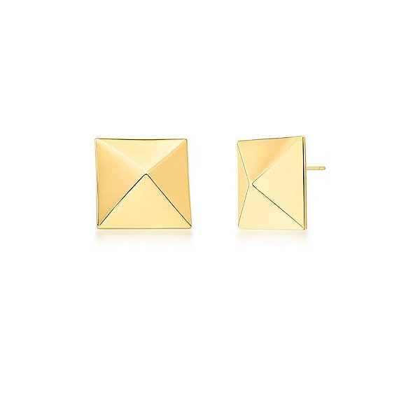 Brinco Quadrado Liso Banho Ouro 18k