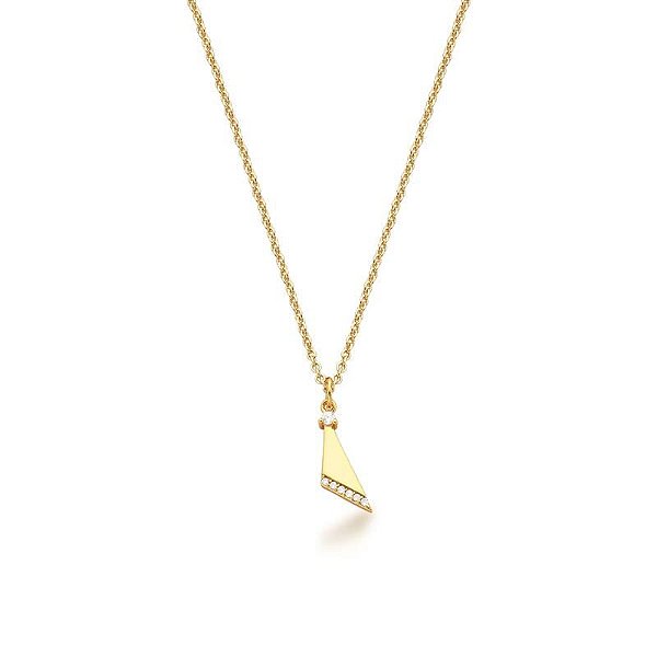 Colar Pingente Curvo Banho Ouro 18k