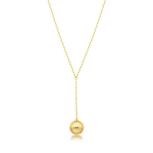 Colar Gravata Texturizado Banho Ouro 18k