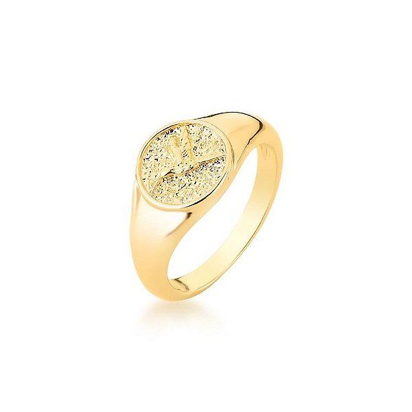 Anel Redondo Beija Flor Banho Ouro 18k