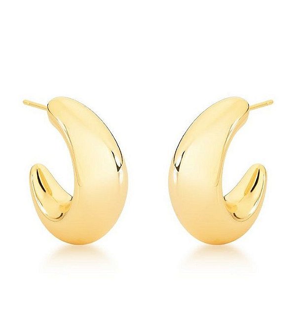 Brinco Argola Abaulada G Banhada a Ouro 18k