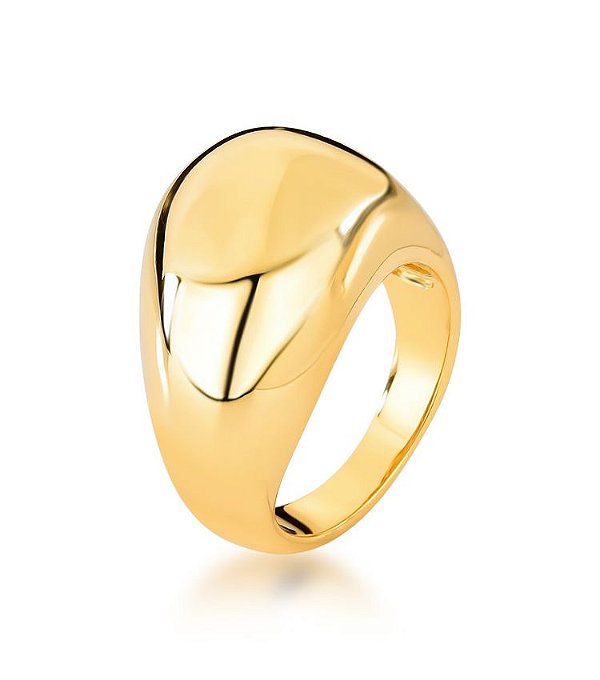 Anel Oval Curve Banho ouro 18k