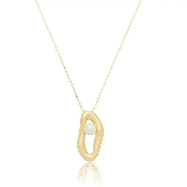 Colar Orgânico Pérola Banho Ouro 18k