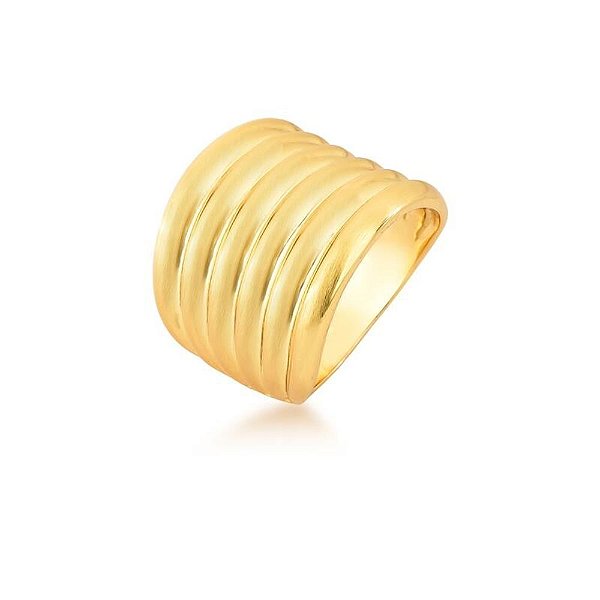 Anel Texturizado Acetinado Banho Ouro 18k