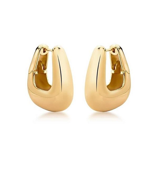 Brinco Argola Triangular Grossa Banho Ouro 18k