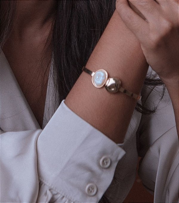 Bracelete Orgânico Perolado Banho Ouro 18k
