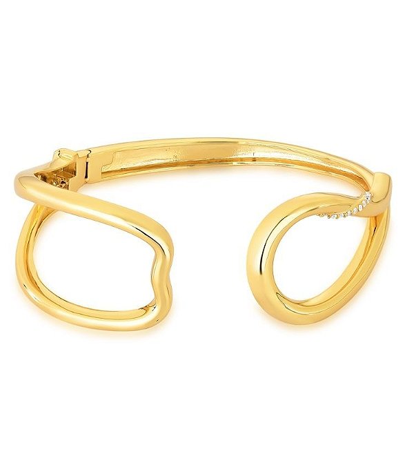 Bracelete Vazado Com Zircônias Banho Ouro