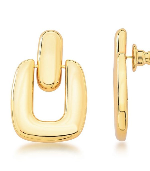 Brinco Retângulo Banho Ouro 18k