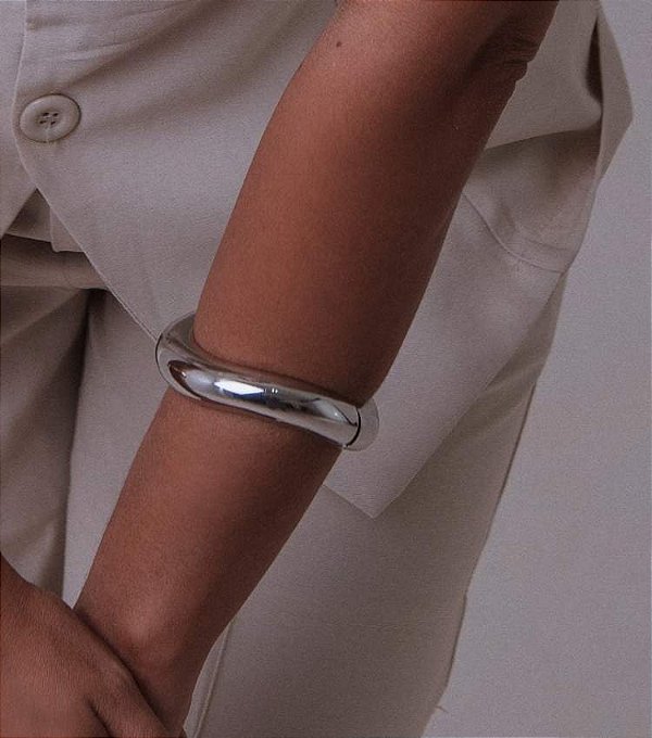 Bracelete Ondulado Ródio Branco