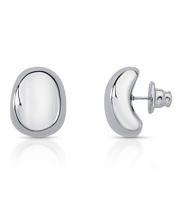 Brinco Botton Bold Abaulado Ródio Branco