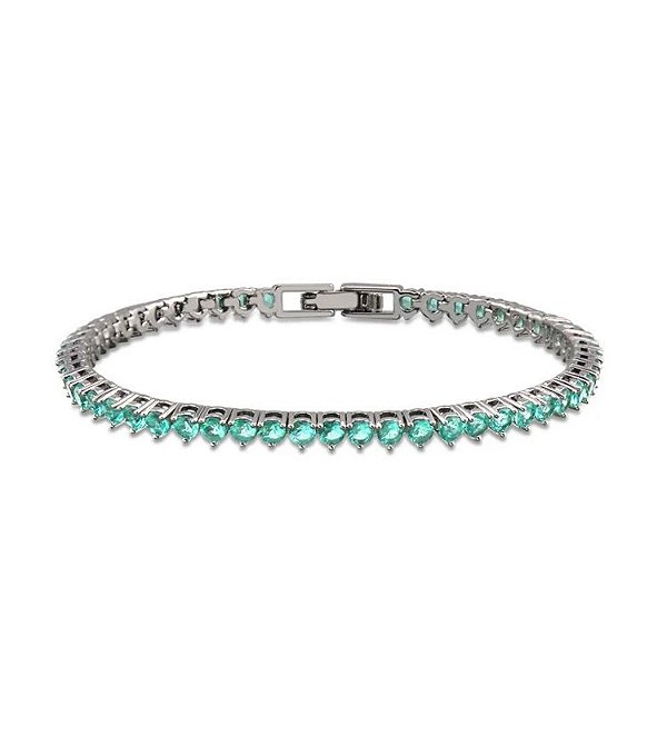 Pulseira Riviera Zircônias Turmalina Ródio Branco 3 Pontas