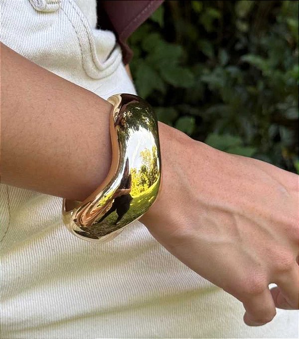 Maxi Bracelete Orgânico Silvia Banhado Ouro 18k