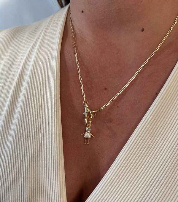 Pingente Filhos Zircônia Banho Ouro 18k