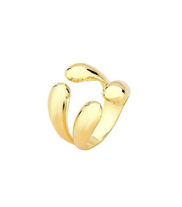Anel Ajustável Quatro Gotas Lisas Banhado Ouro 18k