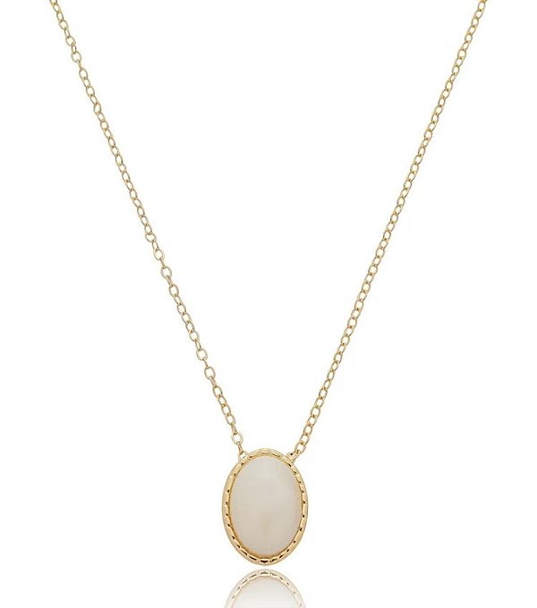 Colar Oval Perolado Banhado Ouro 18k