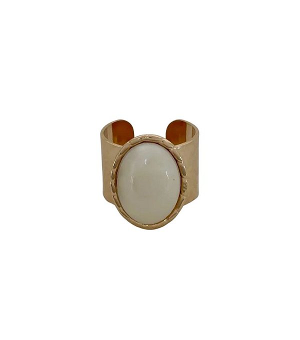 Anel Largo Perolado Banhado a Ouro 18k