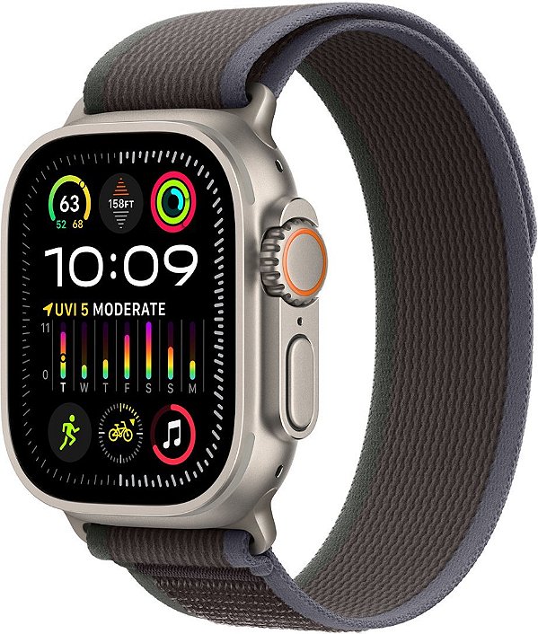 Apple Watch Ultra 2 49mm GPS+Cellular - Caixa Titânio Natural, Pulseira Loop Trail Azul/Preto ․
