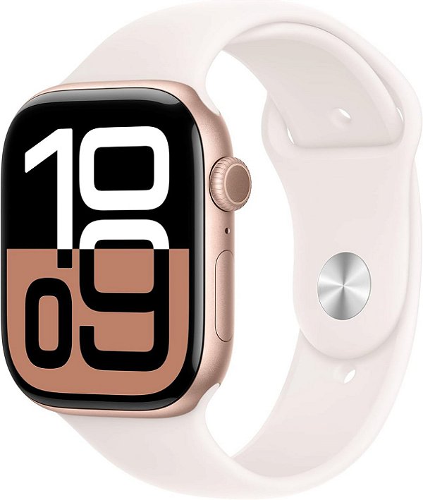 Apple Watch Series 10 46mm GPS - Caixa Alumínio Ouro rosa Pulseira Blush-claro Sport Band ․