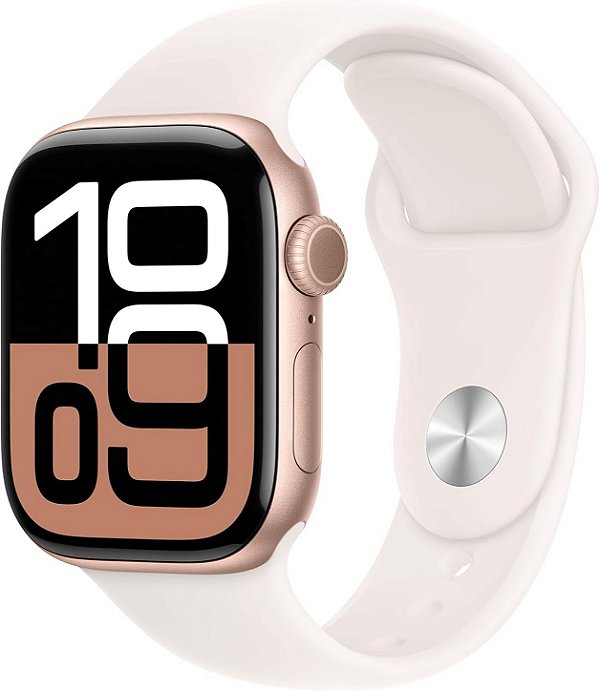 Apple Watch Series 10 42mm GPS - Caixa Alumínio Ouro rosa Pulseira Blush-claro Sport Band ․