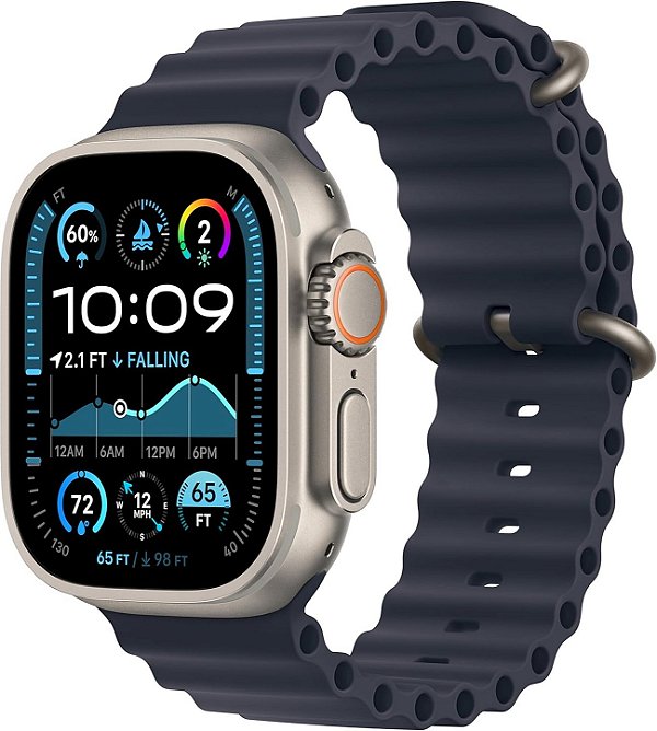Apple Watch Ultra 2 49mm GPS+Cellular - Caixa Titânio Natural, Pulseira Oceano Marinho ․˯