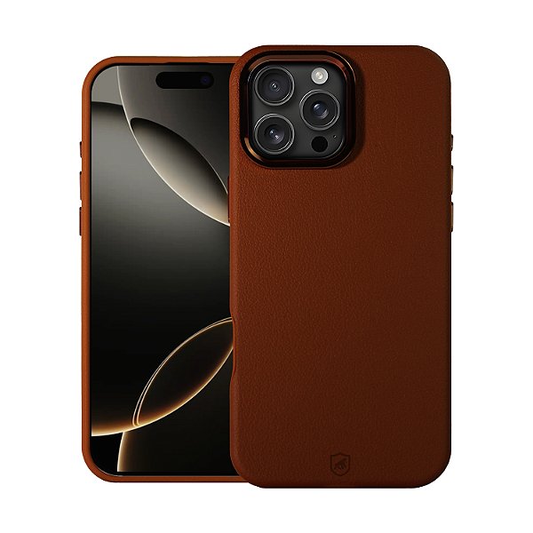 Capinha de Couro com MagSafe para iPhone 16 Pro Marrom – Gshield