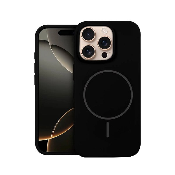 Capa Silicon Liquid MagSafe para Iphone 16 Pro Max Preta ․