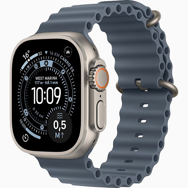 Apple Watch Ultra 3 GPS+Cellular - Caixa natural de titânio de 49mm - Pulseira Oceano azul-âncora