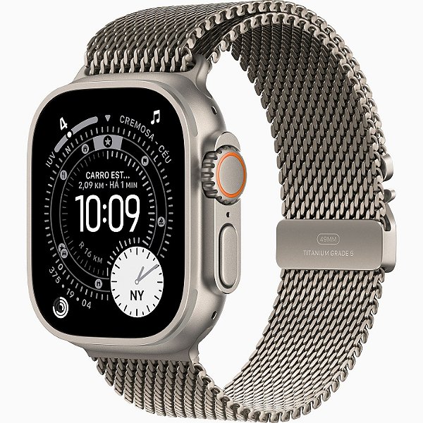 Apple Watch Ultra 3 GPS+Cellular - Caixa natural de titânio de 49mm - Pulseira natural estilo milanês de titânio