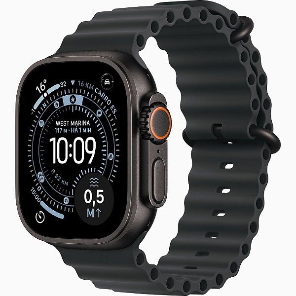 Apple Watch Ultra 3 GPS+Cellular - Caixa preta de titânio de 49mm - Pulseira Oceano preta