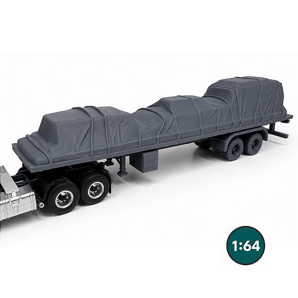 Carreta Plataforma Lonada 2 Eixos 1:64