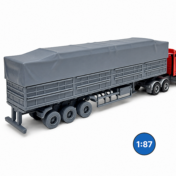 Carreta Graneleiro 3 Eixos HO 1:87 – 4 Tampas Carga Alta