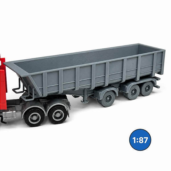 Carreta Basculante com Chassi Detalhado 3 Eixos HO 1:87