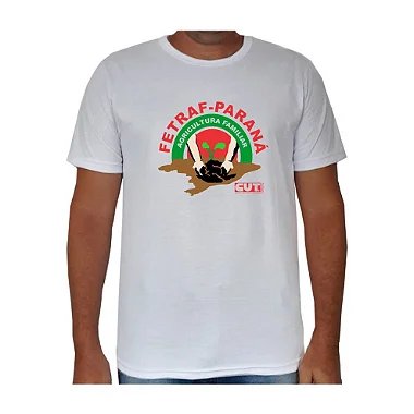 Camiseta Branca Tradicional arte colorida 100% Poliester