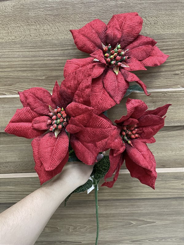 Galho de Bico de Papagaio Vermelho Aveludado x3