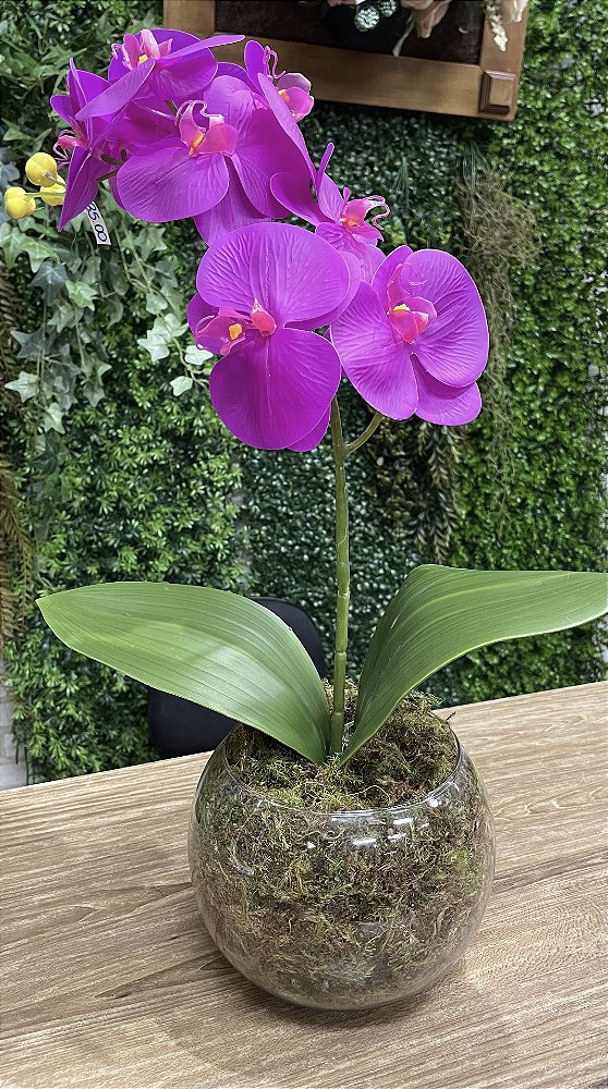 Arranjo de Orquídea Silicone Fúcsia