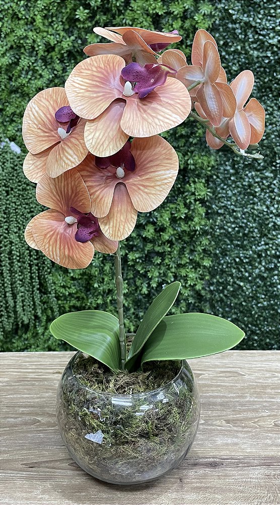 Arranjo de Orquídea Silicone Laranja