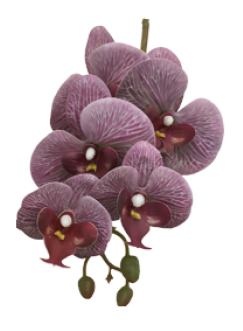Galho de Orquídea Lilás Rajada Silicone P 70 cm