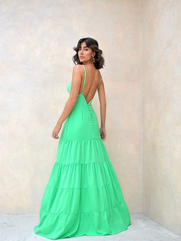 Vestido Longo com Botões nas costas Tulum